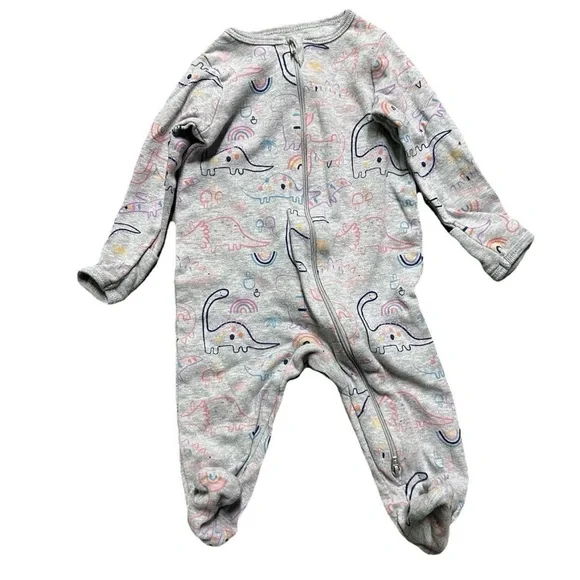 Baby Footie Pajamas Two Way Zipper Dinosaurs Animals Cookies Size 3-6 Months - Picture 2 of 8